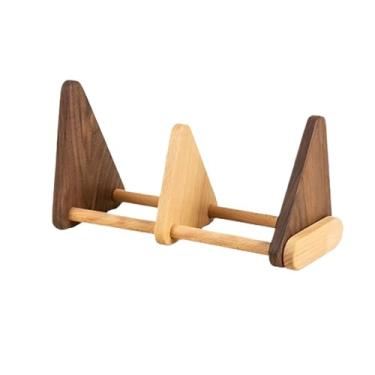 Imagem de Estante de mesa com três triângulos para armário de arquivo, suporte de exibição ajustável, prateleira organizadora de madeira, para armazenamento em casa, escritório, suporte de impressora