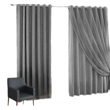 Imagem de Cortina Blackout 100% com voil 6,00x2,70 Para Varão Duplo - Ludatex, C