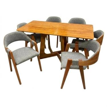 Imagem de Mesa de Jantar Dubai Flex 160x80cm Sem Vidro e 6 Cadeiras Perola em Li