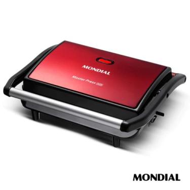 Imagem de Sanduicheira Grill Mondial 1000W Cerâmica Antiaderente 180 220V Vermel