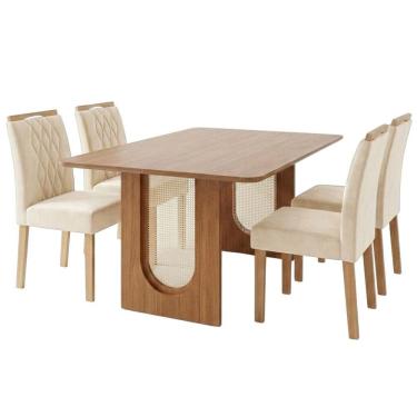 Imagem de Mesa de Jantar Valentina e Juliana 4 Lugares Tampo em MDF Nude 130x80cm Milani Movelaria
