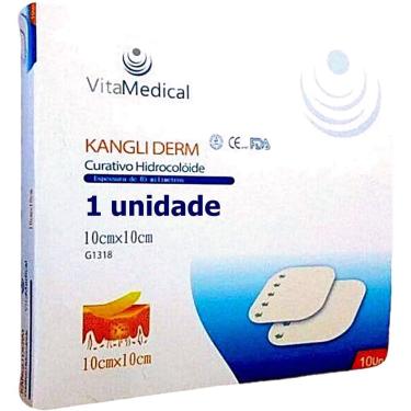 Imagem de Curativo Hidrocoloide Extrafino Vita Medical Kangli Derm para Feridas Leves a Moderadas 10cm X 10cm Unidade