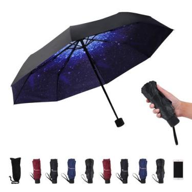 Imagem de Guarda-chuva SY COMPACT Travel, leve, portátil, estrelado, azul celest