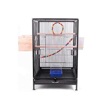 Imagem de KIZQYN Gaiolas de pássaro grande metal gaiola de pássaro papagaio calopsita conure periquito periquito periquito passarinho gaiola de pássaro para animais de estimação com escada brinquedos pendurados, 45,5 * 45,5 * 75 cm gaiola de voo (cor: a)