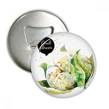 Imagem de Couve-flor vegetal saboroso abridor de garrafas aquarela saudável ímã de geladeira emblema multifuncional