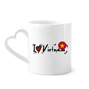 Imagem de I Love Vietnam Word Flag Love Heart Illustration Mug Coffee Ceramic Drinkware Glass Heart Cup