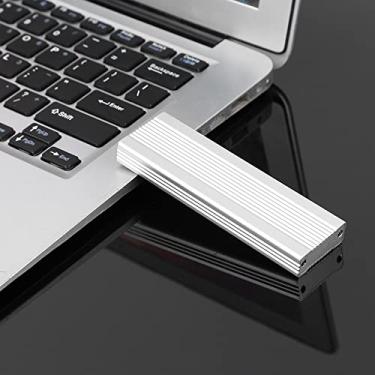 Imagem de Estojo de disco rígido,Capa de disco rígido móvel M.2 NGFF SATA USB 3.1 Tipo-C Externo SSD Transmissão Rápida Concha de Liga de Alumínio Prata