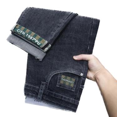 Imagem de Calças jeans calças jeans verão jeans masculino moderno versão coreana leggings cropped na moda, Preto, cinza, 37