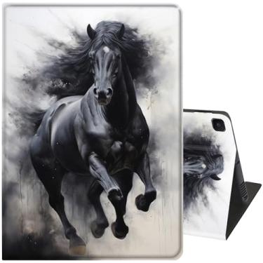 Imagem de Capa para Samsung Galaxy Tab S6 Lite 10,4 polegadas modelo 2022/2020, capa inteligente de couro PU, suporte ajustável com função automática de hibernar e despertar, corrida Dark Horse