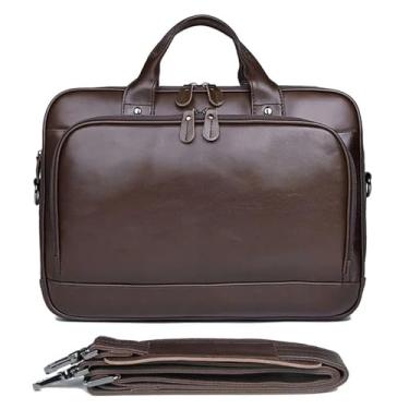 Imagem de Maletas masculinas de couro genuíno para laptop de 15 polegadas, bolsa mensageiro, bolsa de ombro vintage com alça ajustável, b