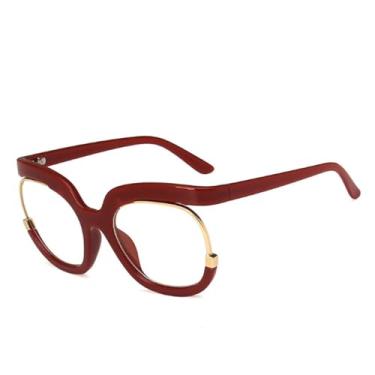 Imagem de Óculos femininos retrô redondos leves, vintage, armação grande, óculos transparentes, 9, tamanho único