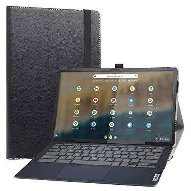 Imagem de LiuShan Compatível com Lenovo Ideapad Duet 5 Chromebook, capa fina dobrável de couro PU para tablet Lenovo Ideapad Duet 5 Chromebook de 13,3 polegadas (não serve para outro laptop), preta