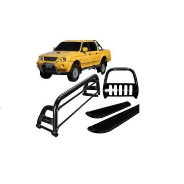 Imagem de Kit Quebra Mato estribo santo Antônio H2 L200 04 Preto - HOZZ