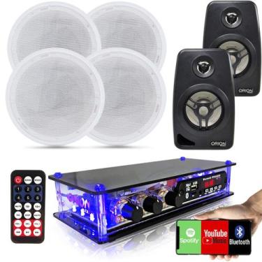 Imagem de Receiver 40w + 4 Arandela Teto + 2 Caixa Parede Som Ambiente - ORION