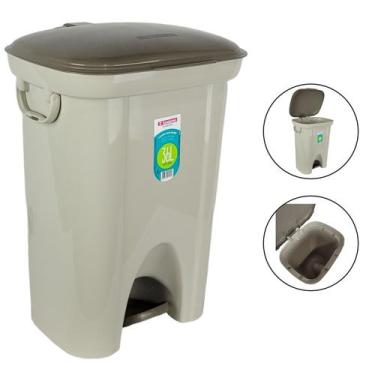 Imagem de Lixeira 36 Litros De Pedal Com Alças Cesto Lixo Cozinha Banheiro Escri