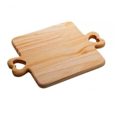 Imagem de Tabua Retangular De Madeira Pinus 30 Cm Com Alça De Coração