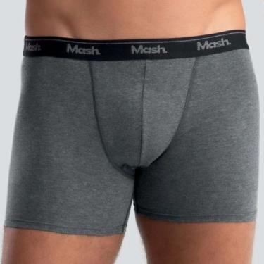 Imagem de Cueca Mash Boxer Longa em Algodão Plus Size 071.40, Cinza mescla escur
