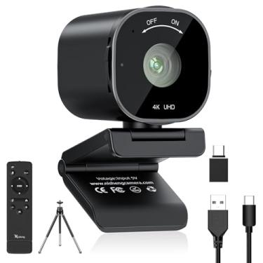 Imagem de Webcam USB 4K com 4 microfones com cancelamento de ruído, 50-92 FOV, OSD integrado e capa de privacidade, Plug & Play para zoom, equipes, gravação