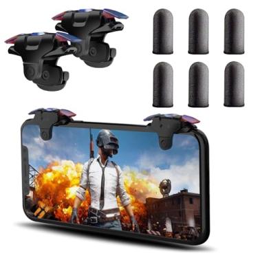 Imagem de GOFOYO CK3 Mobile Triggers,Mobile Game Controller, Game Trigger for PUBG/Free Fire/Call of Duty,Shooter Sensitive Controller Joysticks Trigger for iPhone&Android Phone (CK3 with 3 pair Finger Sleeves)