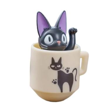 Imagem de ensky - Kiki's Delivery Service - YR-MC05 Roly Poly Tilting Figure Jiji in Teacup, Studio Ghibli Official Merchandise