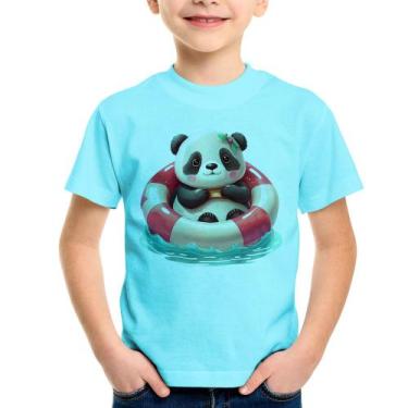 Imagem de Camiseta Infantil Ursinha  Relaxando Na Piscina - Foca na Moda, Azul c