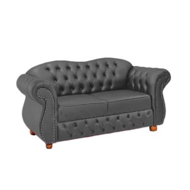 Imagem de Namoradeira Chesterfield Merlô 2 Lugares Suede Cinza Chumbo