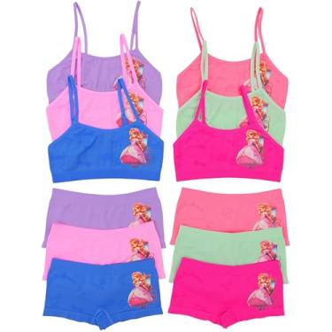 Imagem de ToBeInStyle Conjunto de 6 sutiãs de treinamento com alças finas e shorts de biquíni para meninas, Jovem princesa viajante, 12-14 Anos