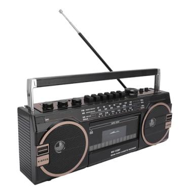 Imagem de Leitor de fita cassete Bluetooth Boombox, leitor de cassete AM FM SW rádio estéreo, gravador com alto-falante e fone de ouvido, USB, leitor de cartão TF, para uso diário (preto), Preto, EU Plug