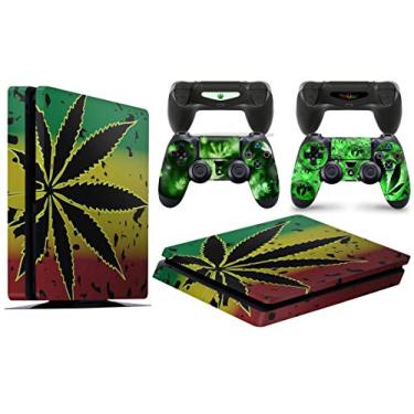 Imagem de Adesivos de decalque de vinil para console PlayStation 4 da giZmoZ n gadgetZ + 2 adesivos de controle, Playstation 4 Slim, WEED