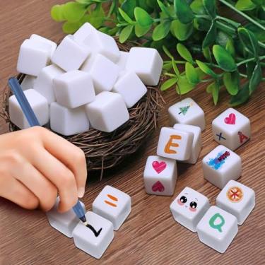 Imagem de Blank Dice 16MM Acrylic Dice White Cubes with Smoothed Surface Six-Sided Dice for Classroom Board Games DIY Sticker Counting Teaching Fun Numbers Building Blocks Custom Making (50 PCS)