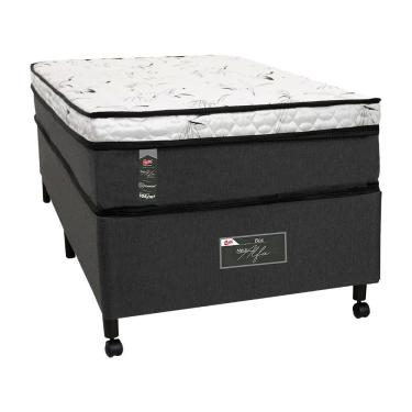 Imagem de Cama Box Solteiro Castor New Alfa One + Colchão Branco Com Cinza