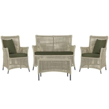 Imagem de Jogo Sofá 2 Poltronas E Mesa Igapó Preta E13 Trama Original Rami