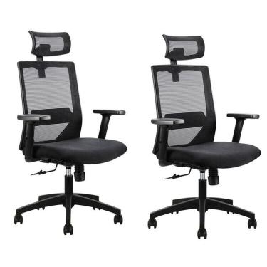 Imagem de Kit 2 Cadeiras Presidente Nr17 Office Chicago Preto