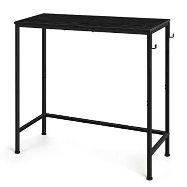 Imagem de Mesa de console preta estreita moderna mesa de entrada pequena atrás mesa de sofá fina mesa de sofá mesa de corredor com ganchos para sala de estar hall de entrada, quarto, corredor, escritório