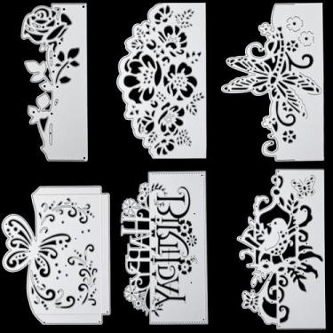 Imagem de Feliz aniversário de metal Die Cut Flower Butterfly Lace Bird - Patela