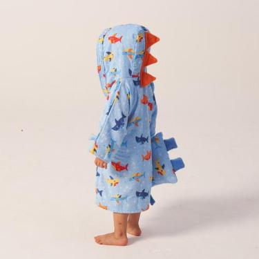 Imagem de Roupão Estampado com Capuz para Bebê Baby Joy, Tubarão