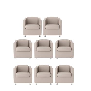 Imagem de Kit 8 Poltronas Bia Decorativa Reforçada Recepção Clínica Salão Sala De Estar Courino
