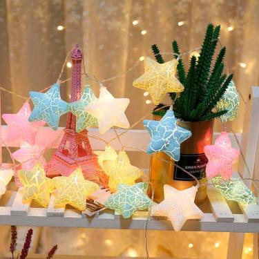 Imagem de Decoração De Natal Cordão Luminoso Estrelas Coloridas LED 2m