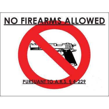 Imagem de Zing Green Products Placa de plástico reciclado 2800 "No Firearms Allowed", Arizona, vermelho/preto/branco 35,5 cm de comprimento, 25,4 cm de largura