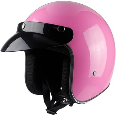 Imagem de Capacete De Motocicleta Retro E Cruiser Chopper Scooter Cafe Racer Moto Capacete 3/4 Capacete De Rosto Aberto Para Mulheres Homens, CC02, M/Suitable for head circumference/57-58cm
