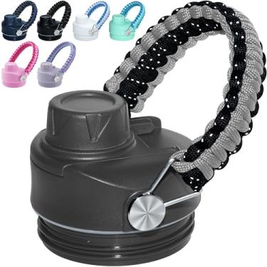 Imagem de Tampa mais forte para tampa YETI Rambler - 12 18 26 36 1,814 g, tampa de bico de alça de paracord feita à mão para YETI Rambler Top, junta destacável e alça - grafite