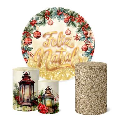Imagem de Trio Capas Cilindro + Painel Sublimado Festa 1,50m Natal (K1NAT055)