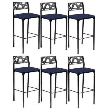 Imagem de Kit 6 Banquetas Luiza Azul Marinho-gat Magazine