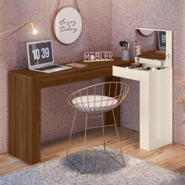 Imagem de Escrivaninha Penteadeira Camarim De Canto Com Espelho Jade Freijó-off 