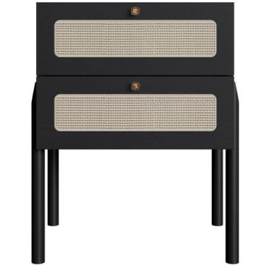 Imagem de Mesa De Cabeceira 02 Gavetas Com Telinha Pés Madeira Moss A03 Nero Pre