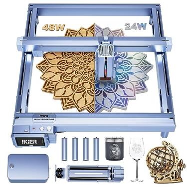 Imagem de IKIER Gravador a laser K1 Pro Max com rolo rotativo R2 48000 mW, cortador a laser, faça você mesmo, máquina de gravação a laser para madeira, metal, acrílico, couro e mais (K1 Pro Max 48W)