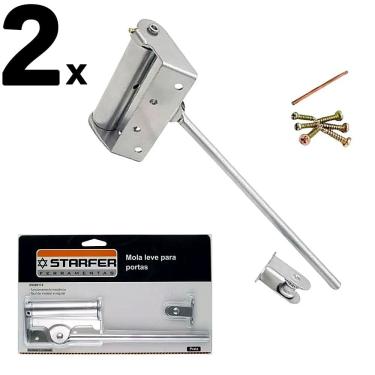 Imagem de Kit 2 Mola Aérea Prata Fechamento Automatico Porta Leve - Starfer