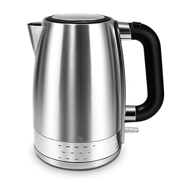 Imagem de Chaleira elétrica de vidro, chaleira de 1,7 L, sem fio, desligamento automático, proteção seca, base de rotação de 360° em aço inoxidável