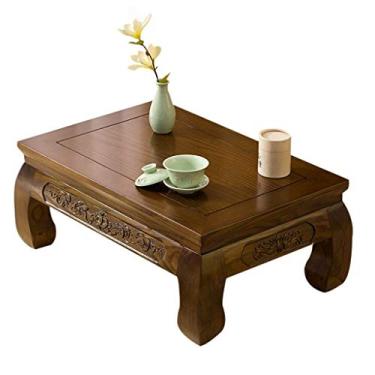 Imagem de Mesas quadradas para casa mesa de chá de madeira maciça tatami japonês janela baía mesa sala de estar mesa baixa mini mesa de computador (cor: vermelho, tamanho: 60 60 30 cm) (marrom 60 * 60 * 30 cm)