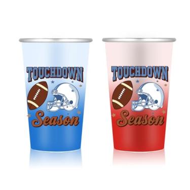 Imagem de Clickslock Copos de alumínio que mudam de cor Touchdown Season - Conjunto de 2 - Ativado a Frio para Vermelho e Azul - Canecas de Festa de Futebol Americano para Dia de Jogo e Portas Traseiras